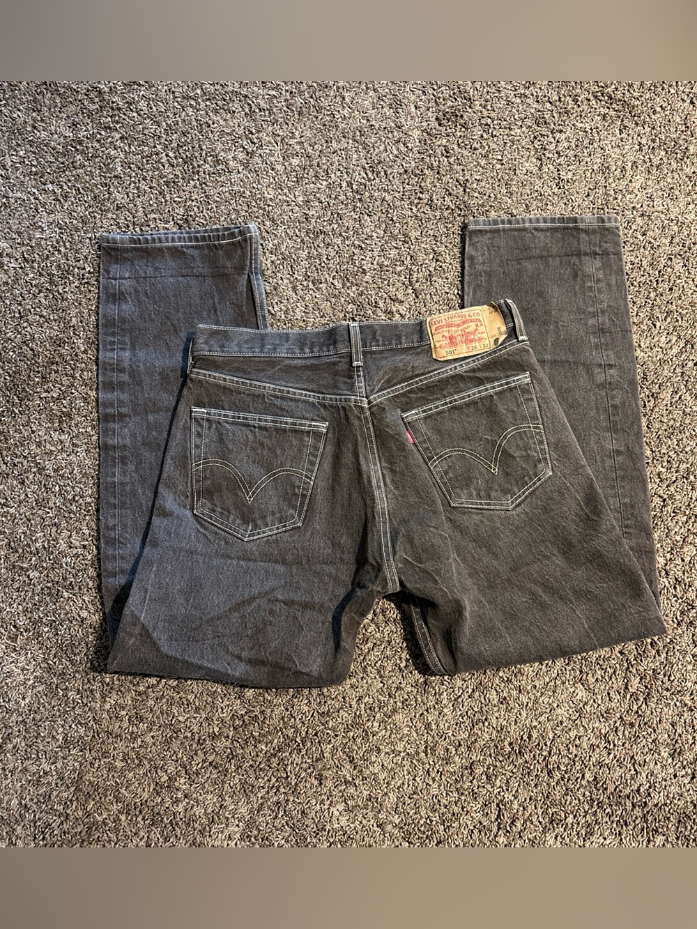 Vintage Levi’s 501 Faded Black Charcoal Straight Leg Jeans W35 L32